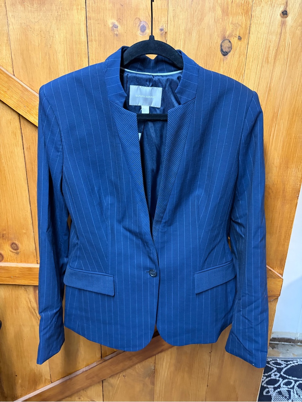 Banana Republic Navy Pinstripe Single-Button Women's Blazer